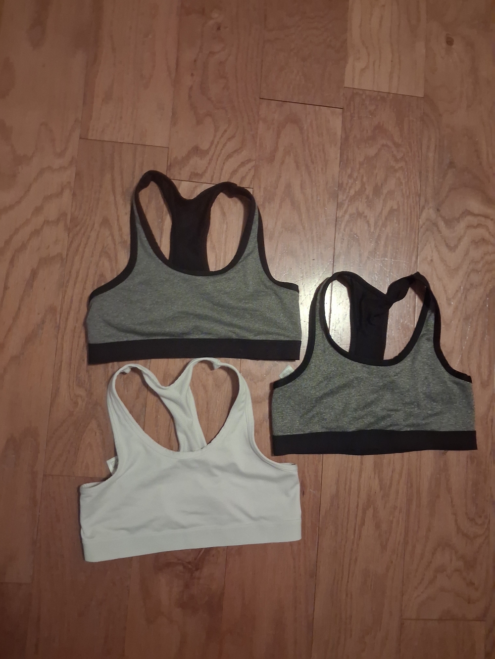 Women’s Racerback Sports Bras - Gray & White